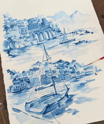 Italian Coastal Watercolor